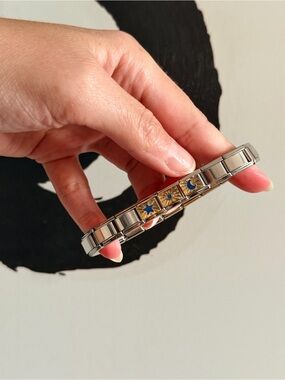 Celestial Italian Charm Bracelet | Blue Star, Sun & Moon